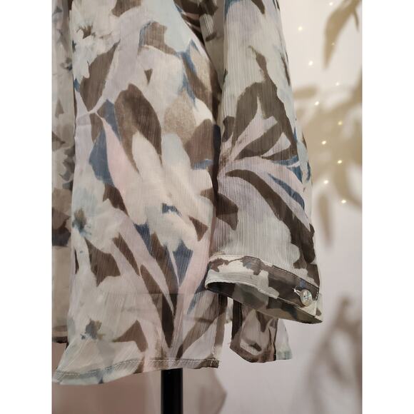 Coldwater Creek Sheer Floral Popover Shell Button Blouse Size 1X Layer Office - Picture 7 of 14